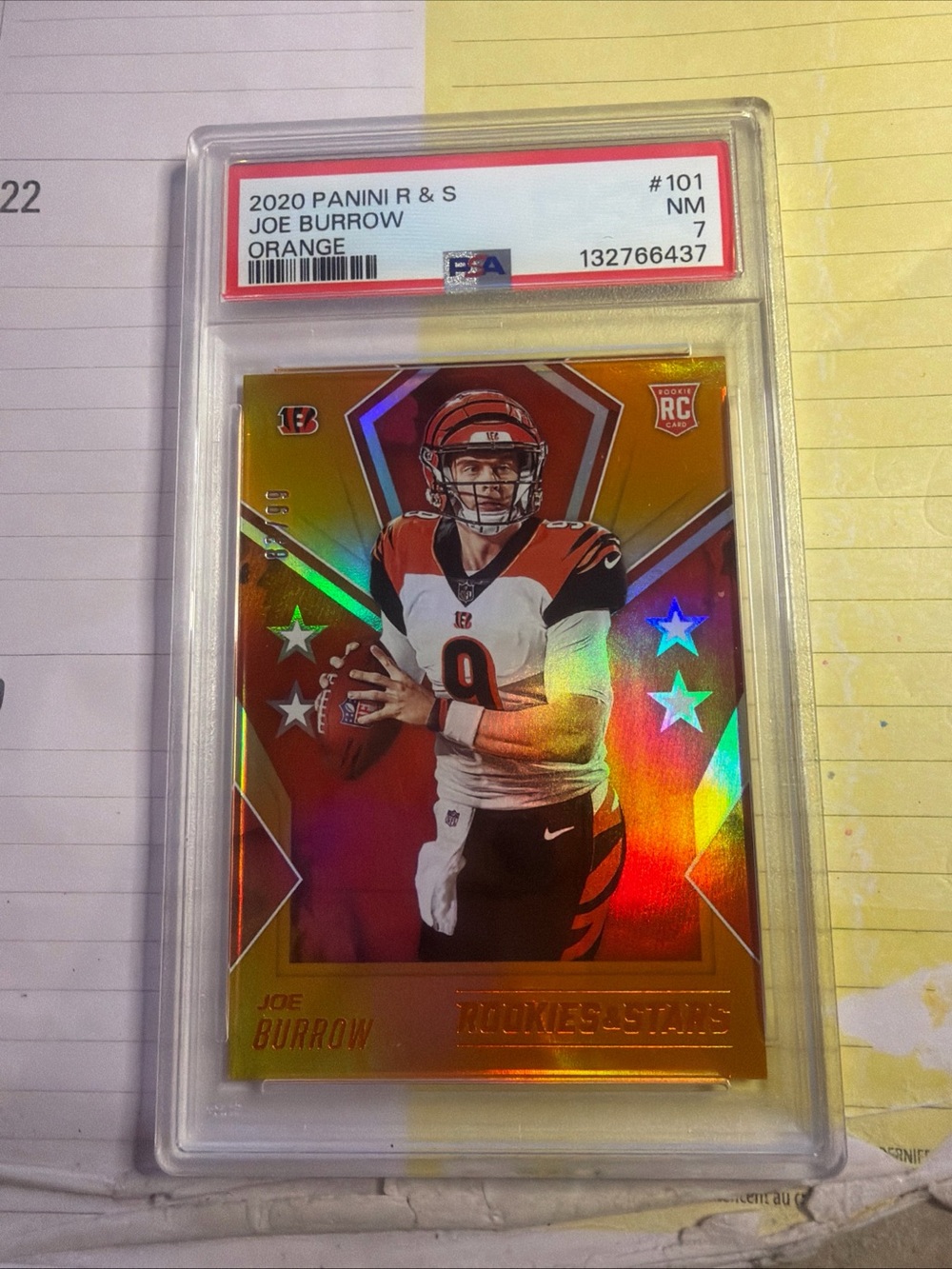 2020 Panini XR Joe Burrow Orange Rookie /99 PSA 7 #101 Cincinnati Bengals